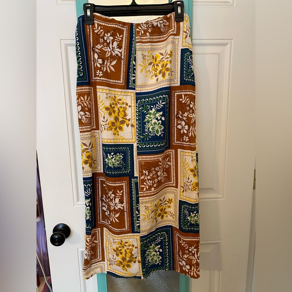 House of Harlow 1960 Patchwork Maxi Skirt in Navy, Brown, Yellow - Picture 4 of 9